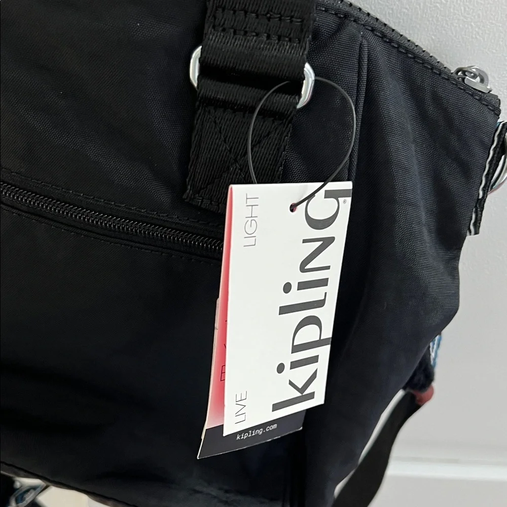 Kipling Black Crossbody Bag with Patterned Strap - Picture 8 of 10